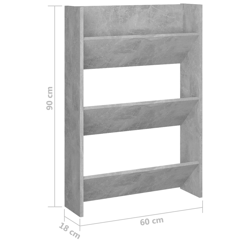 Wall Shoe Cabinet | Concrete grey | Engineered wood | Compact