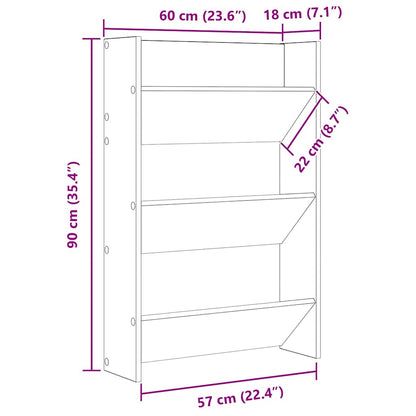 Wall Shoe Cabinet | Concrete grey | Engineered wood | Compact