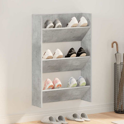 Wall Shoe Cabinet Concrete Grey 60x18x90 cm Engineered Wood
