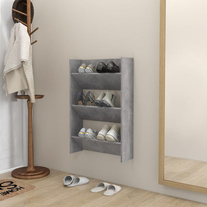 Wall Shoe Cabinet | Concrete grey | Engineered wood | Compact