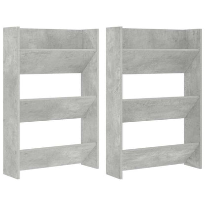Wall Shoe Cabinets 2 pcs Concrete Grey 60x18x90 cm