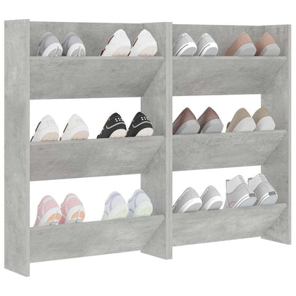Wall Shoe Cabinets 2 pcs Concrete Grey 60x18x90 cm