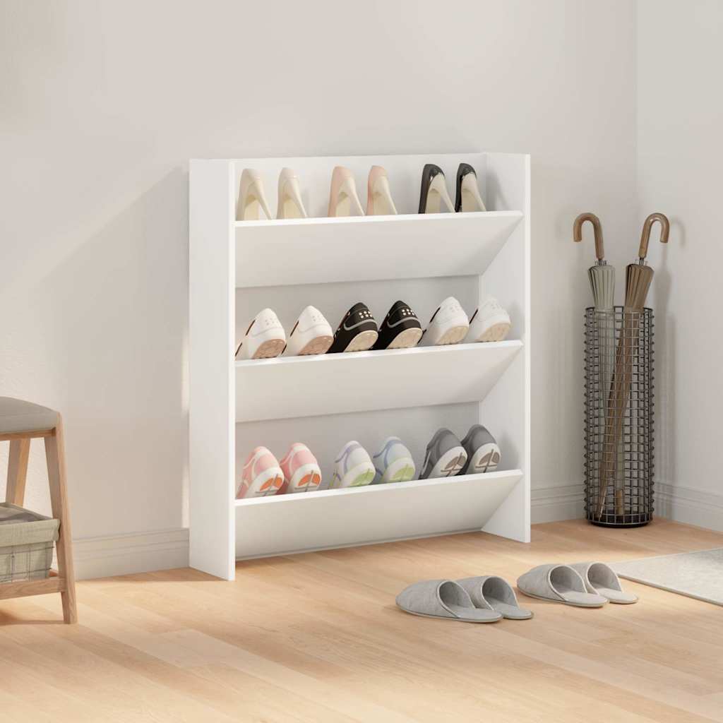 Wall Shoe Cabinet White 80x18x90 cm Engineered Wood