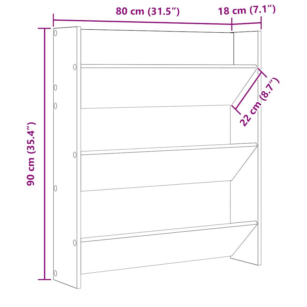 Wall Shoe Cabinet White 80x18x90 cm Engineered Wood