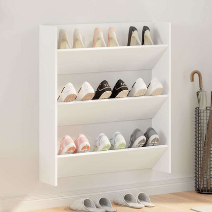 Wall Shoe Cabinet White 80x18x90 cm Engineered Wood