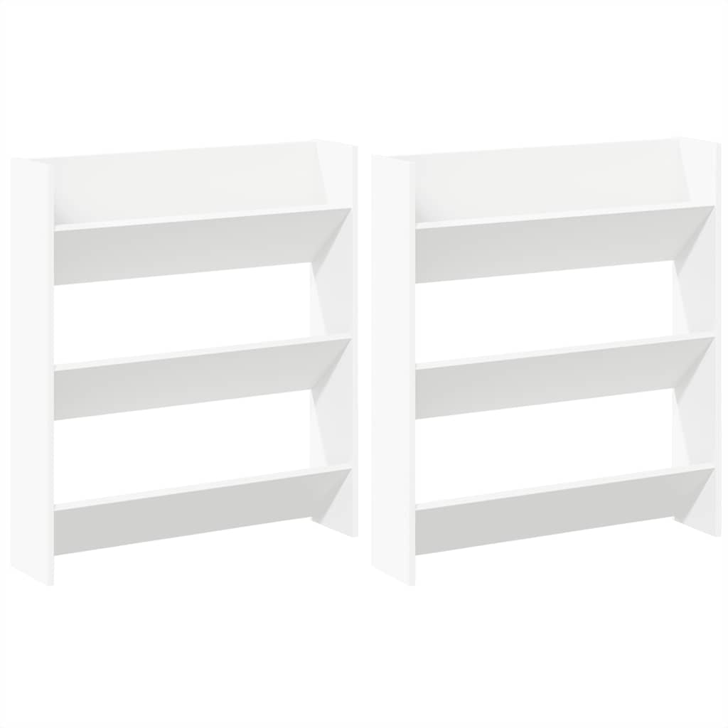 Wall Shoe Cabinets 2 pcs  White 80x18x90 cm Engineered Wood