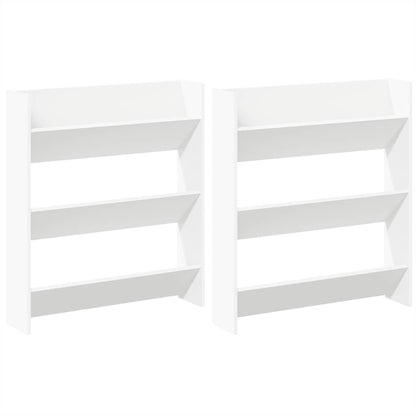 Wall Shoe Cabinets 2 pcs  White 80x18x90 cm Engineered Wood