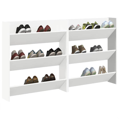 Wall Shoe Cabinets 2 pcs  White 80x18x90 cm Engineered Wood