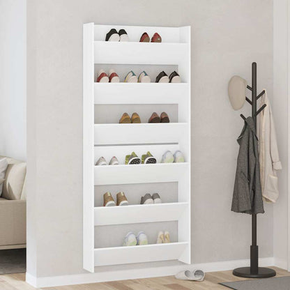 Wall Shoe Cabinets 2 pcs  White 80x18x90 cm Engineered Wood