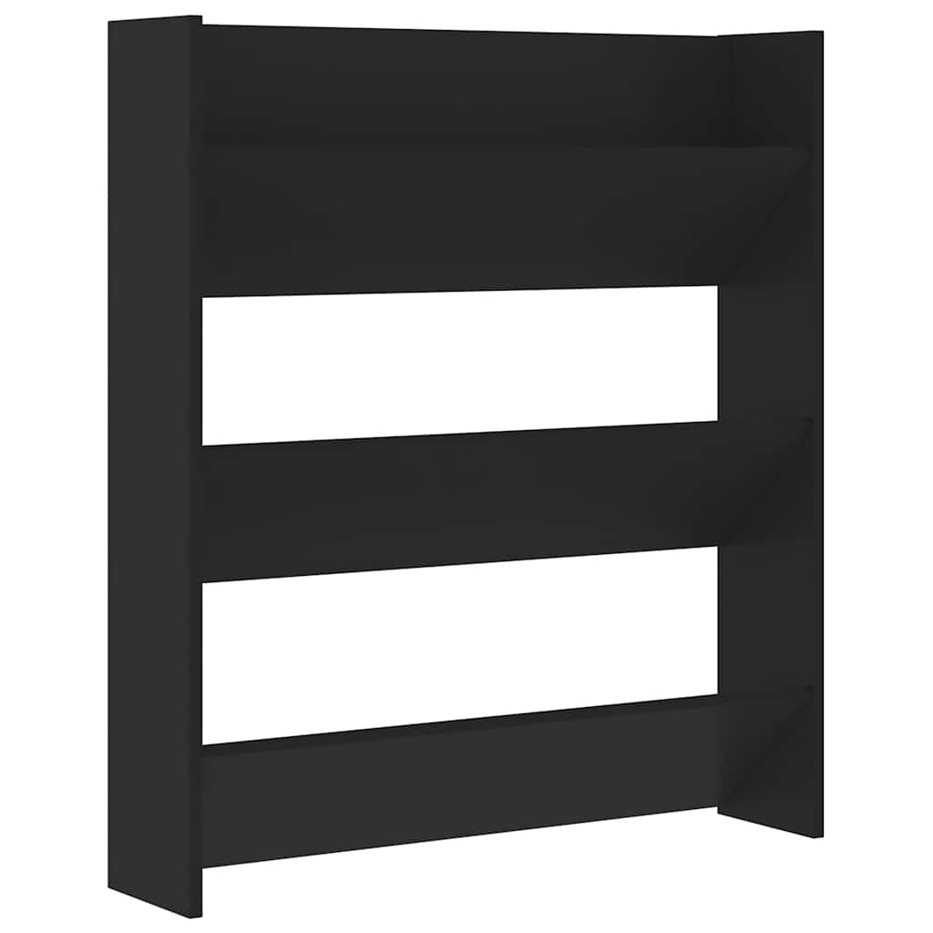 Wall Shoe Cabinet Black 80x18x90 cm Engineered Wood