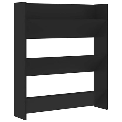 Wall Shoe Cabinet Black 80x18x90 cm Engineered Wood