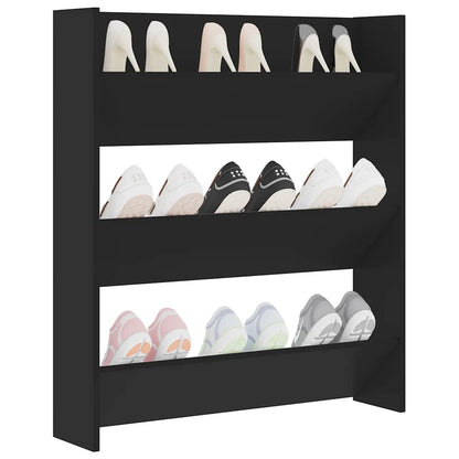 Wall Shoe Cabinet Black 80x18x90 cm Engineered Wood
