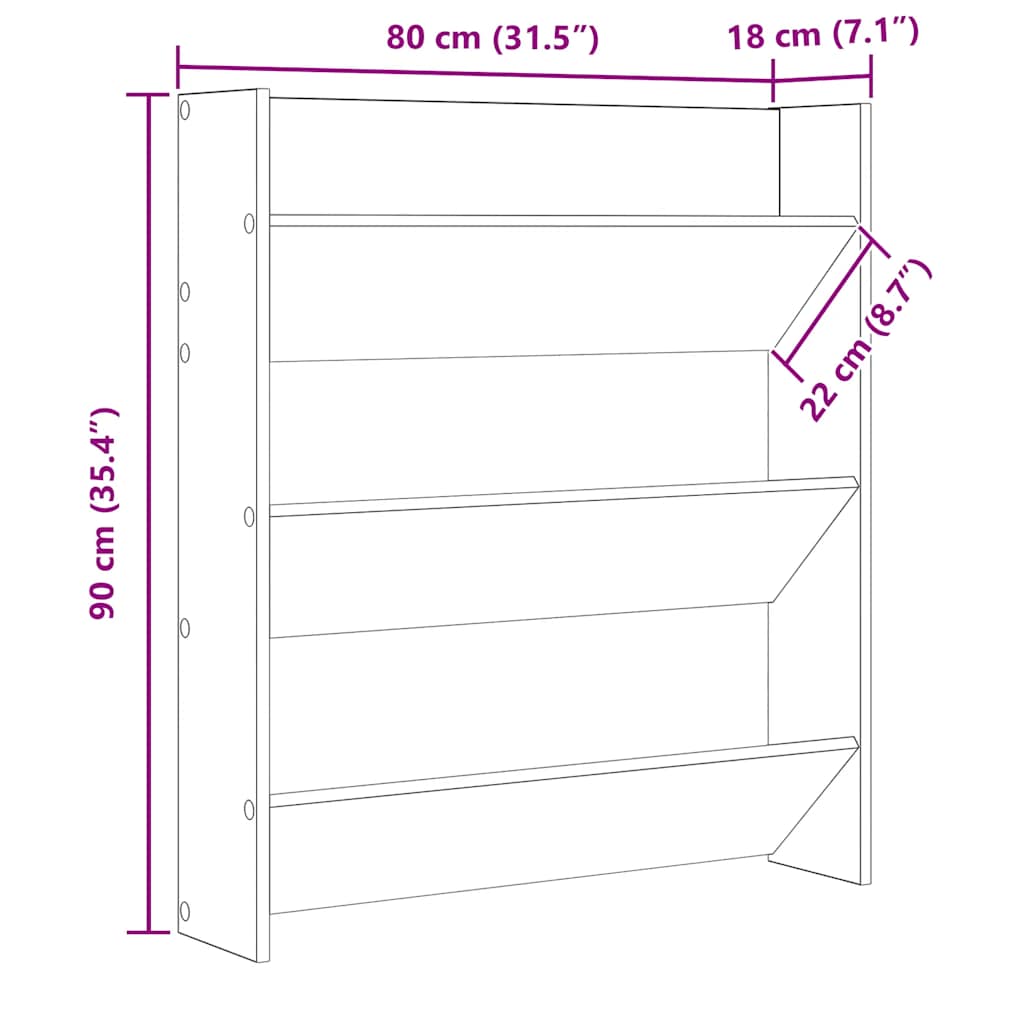 Wall Shoe Cabinet | Black | Engineered wood | Medium