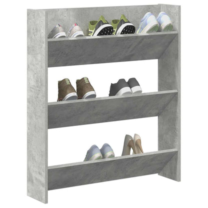 Wall Shoe Cabinet Concrete Grey 80x18x90 cm Engineered Wood