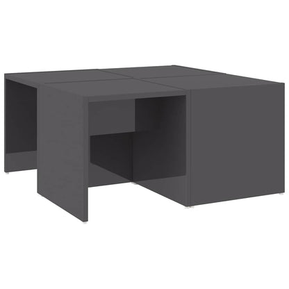 806821 vidaXL Coffee Tables 4 pcs High Gloss Grey 33x33x33 cm Engineered Wood