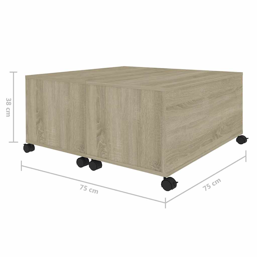 806870 vidaXL Coffee Table Sonoma Oak 75x75x38 cm Engineered Wood