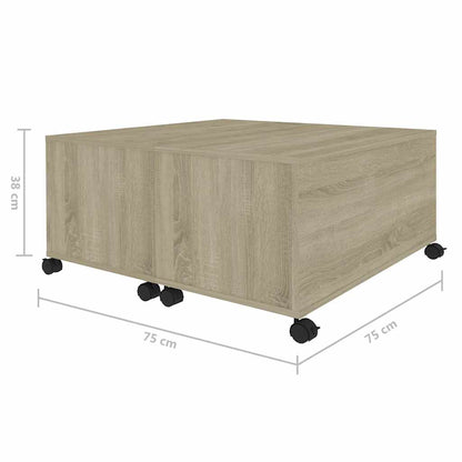 806870 vidaXL Coffee Table Sonoma Oak 75x75x38 cm Engineered Wood