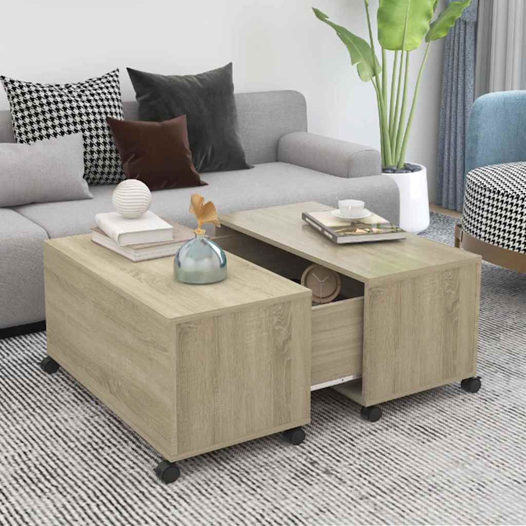 806870 vidaXL Coffee Table Sonoma Oak 75x75x38 cm Engineered Wood