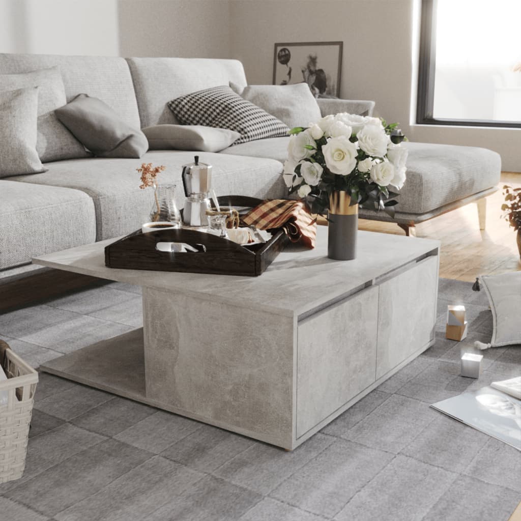 Coffee Table | Concrete grey | Engineered wood | 80cm x 80cm