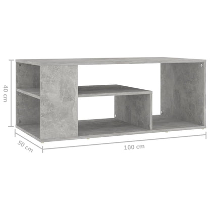 806925 vidaXL Coffee Table Concrete Grey 100x50x40 cm Engineered Wood