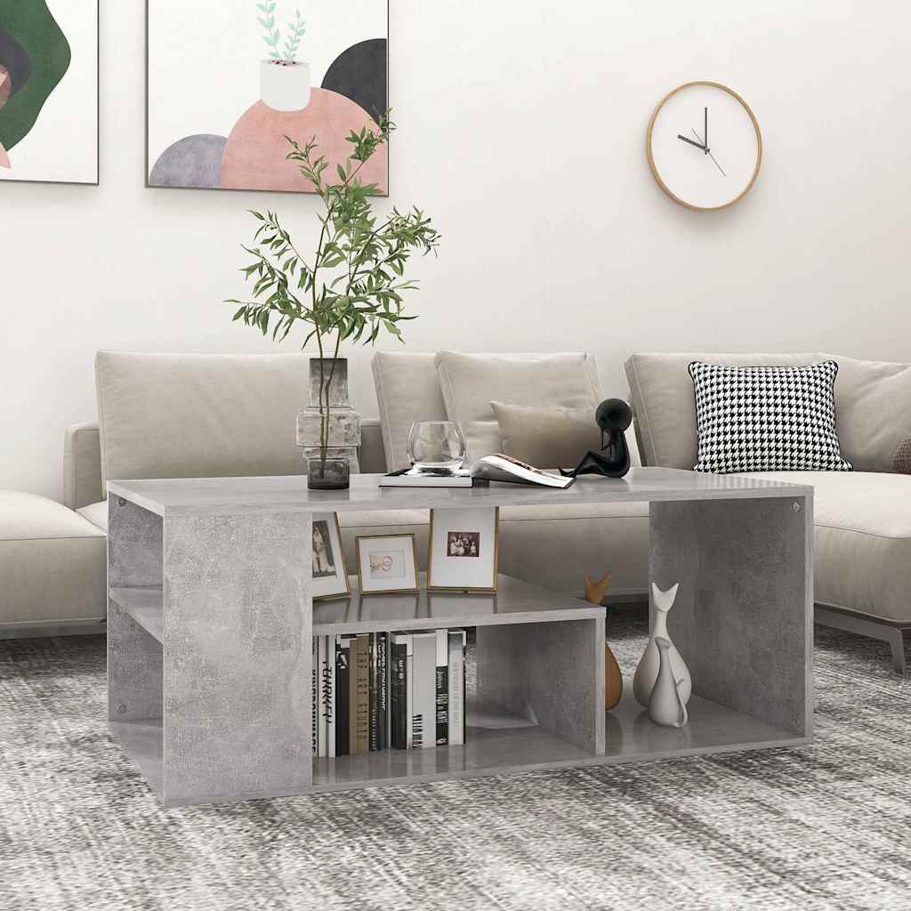806925 vidaXL Coffee Table Concrete Grey 100x50x40 cm Engineered Wood
