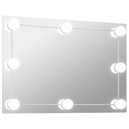 Wall Mirror with LED Lights Rectangular Glass