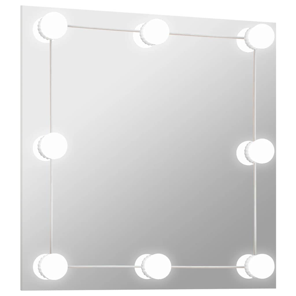 3078638 vidaXL Wall Mirror with LED Lights Square Glass (245700+335864)