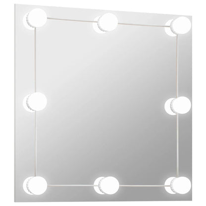 3078638 vidaXL Wall Mirror with LED Lights Square Glass (245700+335864)