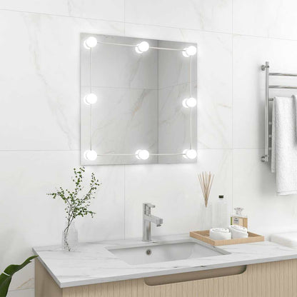 3078638 vidaXL Wall Mirror with LED Lights Square Glass (245700+335864)