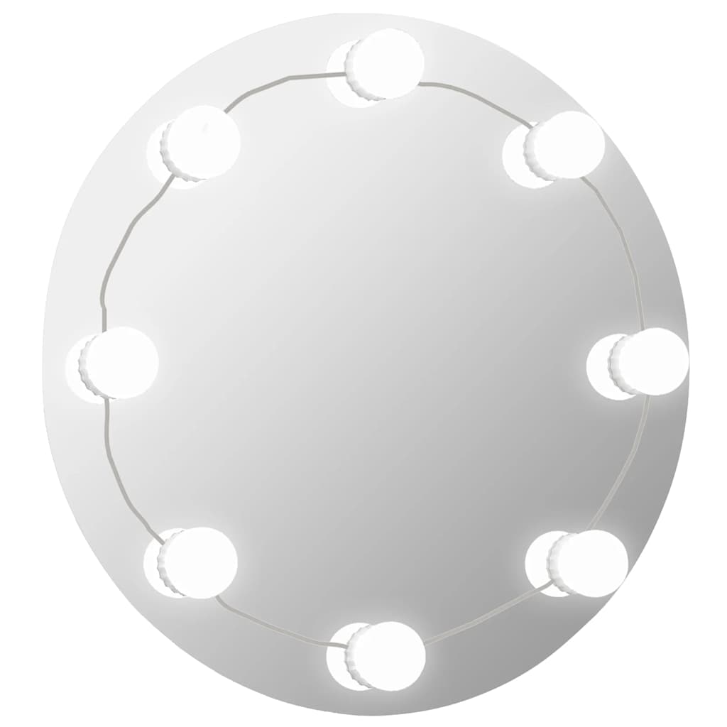 3078639 vidaXL Wall Mirror with LED Lights Round Glass (245702+335864)