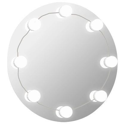 3078639 vidaXL Wall Mirror with LED Lights Round Glass (245702+335864)