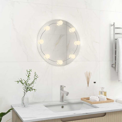 3078639 vidaXL Wall Mirror with LED Lights Round Glass (245702+335864)