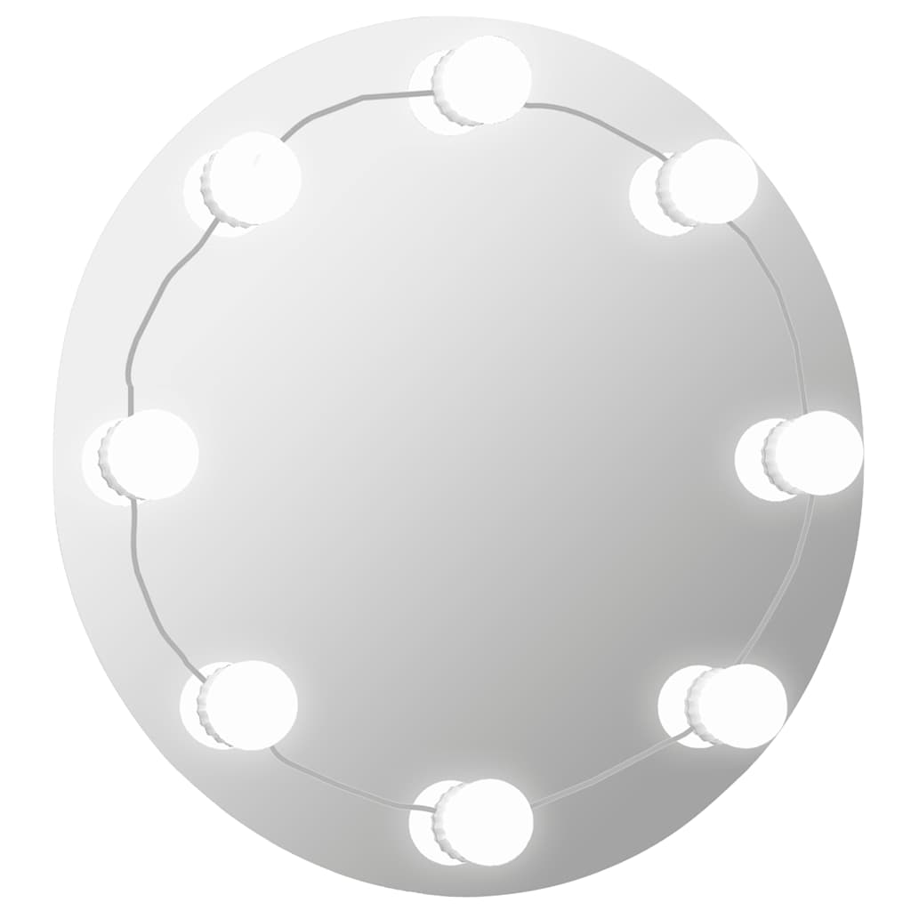 Wall Mirror with LED Lights Round Glass