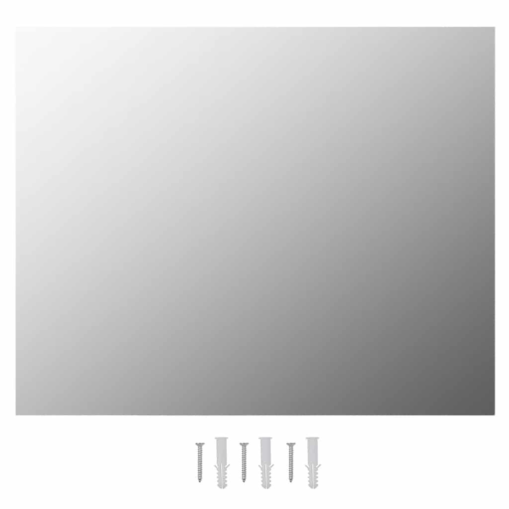 Wall Frameless Mirror with LED Lights Rectangular Glass