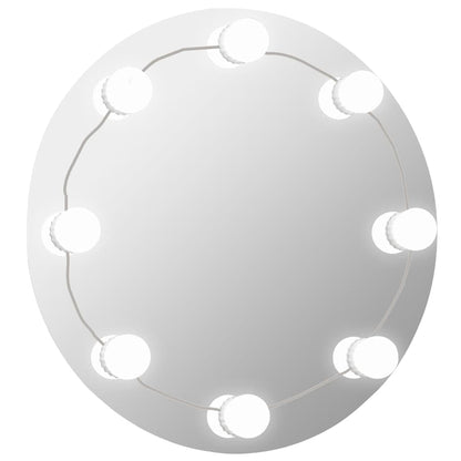 Wall Frameless Mirror with LED Lights Round Glass