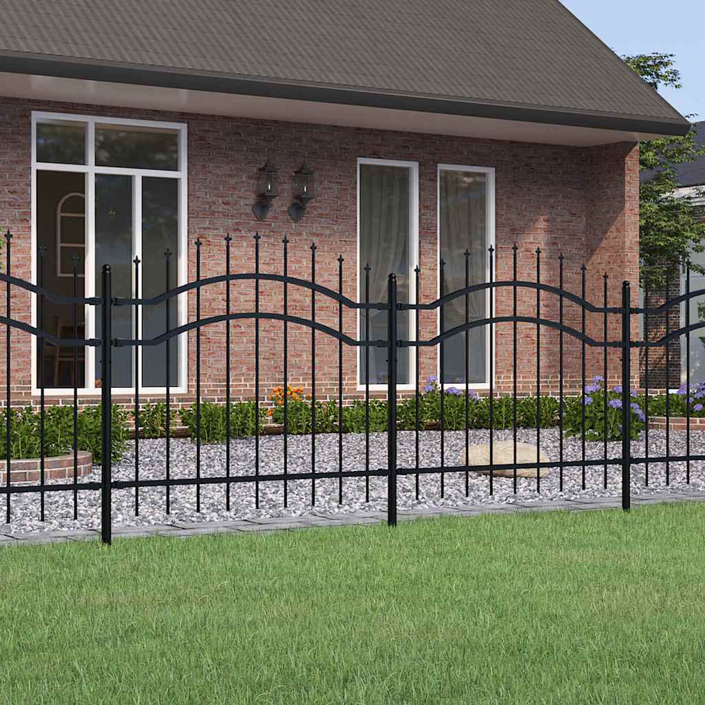 Garden Fence Woerden with Spear Top Black 240x100 cm Steel
