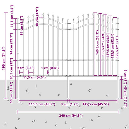 Garden Fence Woerden with Spear Top Black 240x150 cm Steel