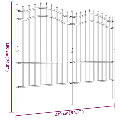 Garden Fence Woerden with Spear Top Black 240x150 cm Steel