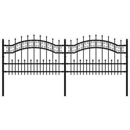 Garden Fence KAMPEN with Spear Top Black 240x75 cm Steel