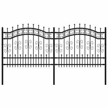 Garden Fence KAMPEN with Spear Top Black 240x100 cm Steel