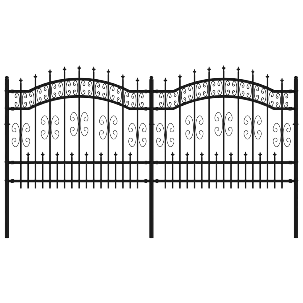 Garden Fence Kampen with Spear Top Black 240x100 cm Steel