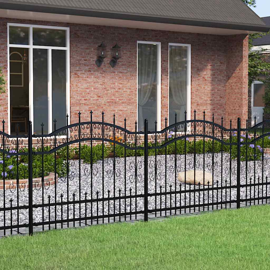 Garden Fence KAMPEN with Spear Top Black 240x100 cm Steel