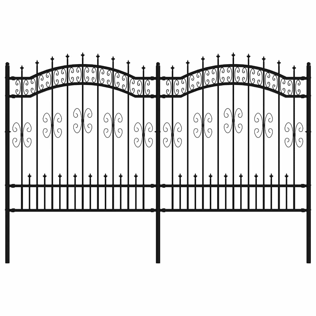 Garden Fence KAMPEN with Spear Top Black 240x125 cm Steel
