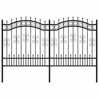 Garden Fence KAMPEN with Spear Top Black 240x125 cm Steel
