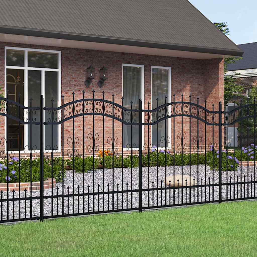 Garden Fence Kampen with Spear Top Black 240x125 cm Steel