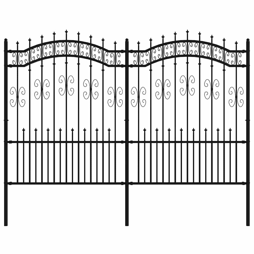 Garden Fence Kampen with Spear Top Black 240x150 cm Steel