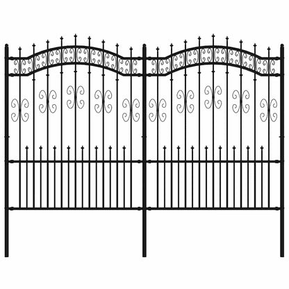 Garden Fence Kampen with Spear Top Black 240x150 cm Steel