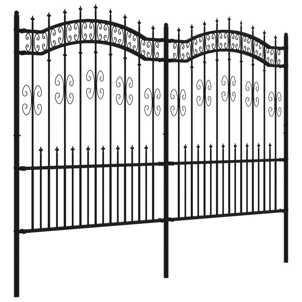 Garden Fence Kampen with Spear Top Black 240x150 cm Steel