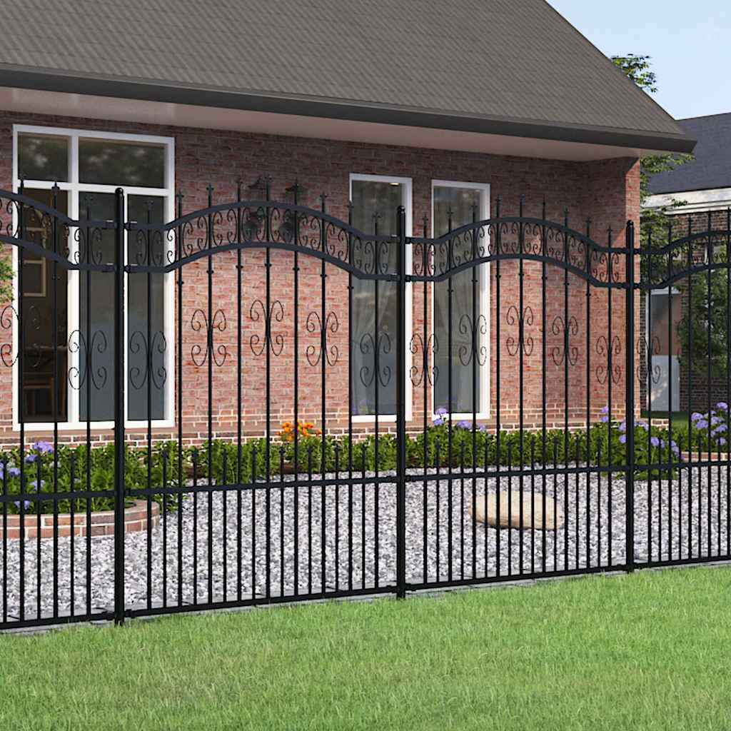 Garden Fence Kampen with Spear Top Black 240x150 cm Steel
