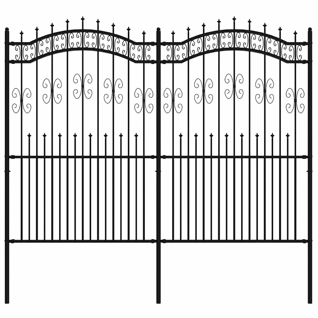 Garden Fence KAMPEN with Spear Top Black 240x175cm Steel